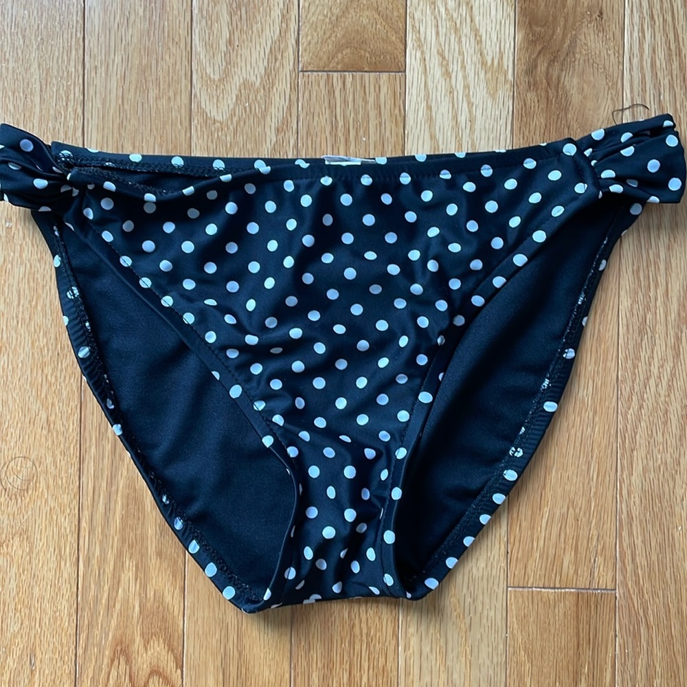Black / white polka dot bikini bottom